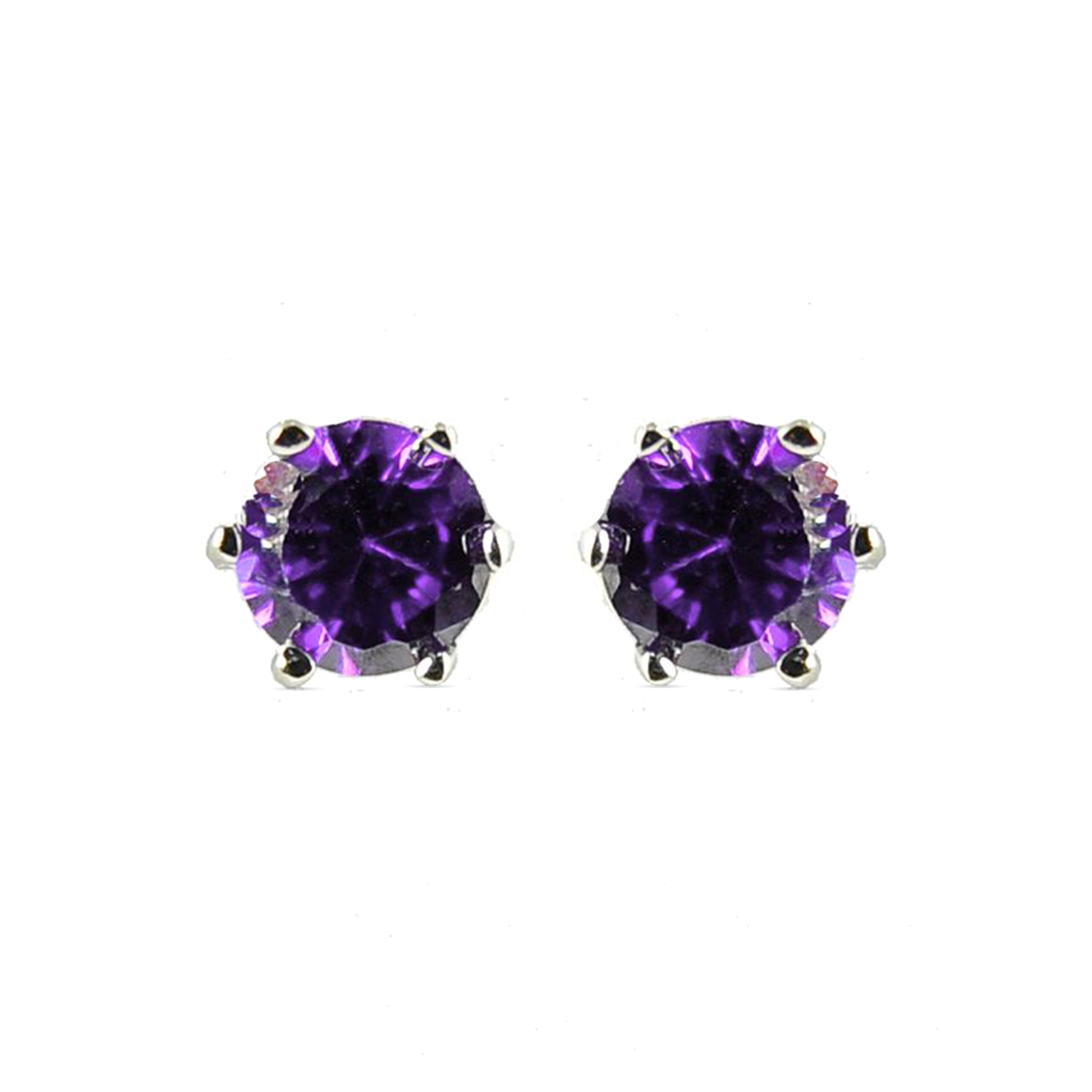 Luxenter, 925 sterling zilveren en gerhodineerde amethist oorbellen met zirkonia