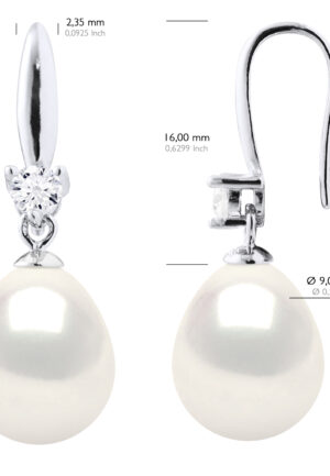 Alternative view of Oorbellen Zilver 925 & Cubic Zirconia - 2 Echte Gecultiveerde Zoetwaterparels 9-10 mm