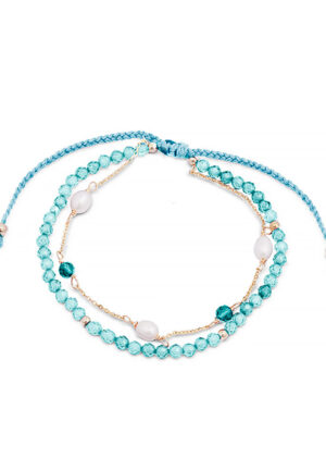 Luxenter armband, metaallegering en amazoniet, 18K vergulde afwerking