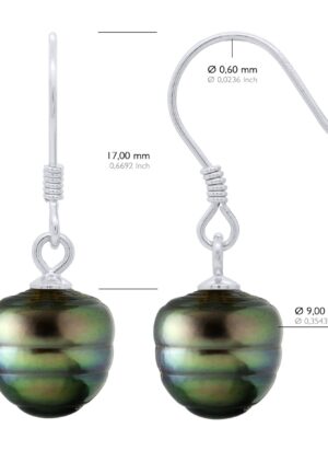 Alternative view of Oorbellen van Zilver 925 en Echte Gecultiveerde Tahiti Parelomtrek 9-10 mm