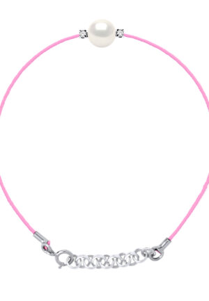 Diamond Bracelet 0060 Cts Natuurlijke en gekweekte parel Ronde 8-9 mm Nylon Rose 925