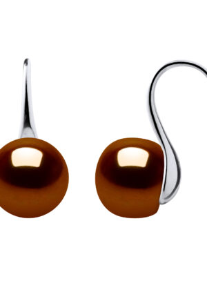 Oorbellen Hooks zoetwaterparels 9-10 mm Knopen van de Chocolade 925