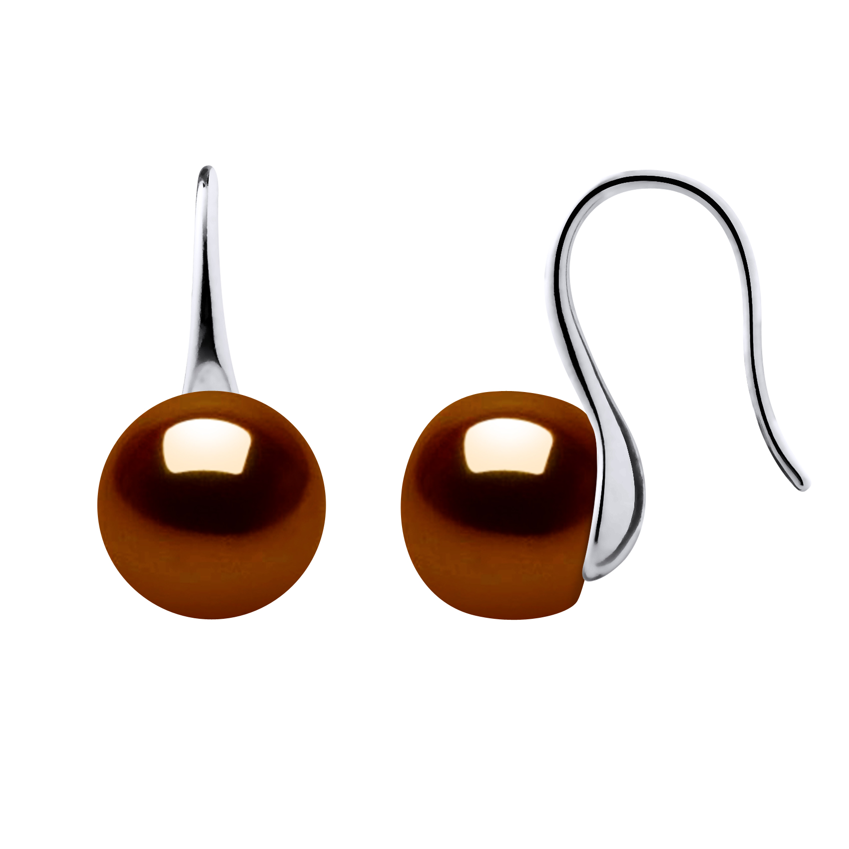 Oorbellen Hooks zoetwaterparels 9-10 mm Knopen van de Chocolade 925