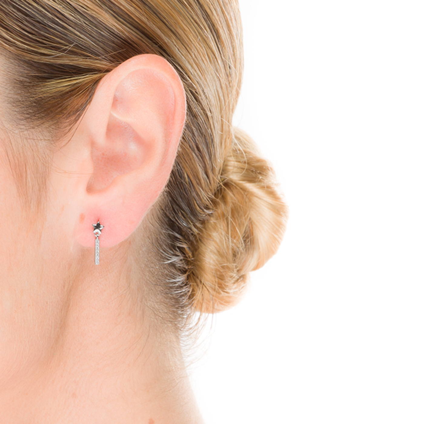Luxenter Sterling zilveren 925 oorbellen met gerhodineerde briljant zirkonia - Nelan - Afbeelding 2