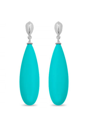 Luxenter oorbellen, 925 sterling zilver, adak en turkoois, gerhodineerd afgewerkt