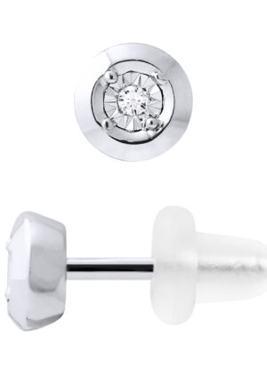 Diamanten oorknopjes 0,020 0,50 Cts Cts Illusion White Gold