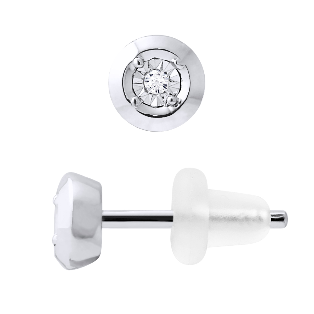Diamanten oorknopjes 0,020 0,50 Cts Cts Illusion White Gold