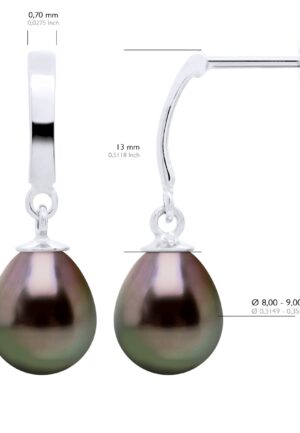 Alternative view of Oorbellen Prestige Gearticuleerd in Wit Goud 375 en Echte Geënte Tahiti Parels Peervorm 8-9 mm