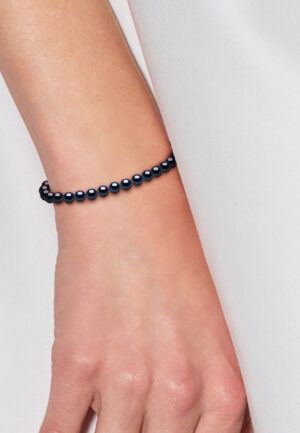 Alternative view of Kralen armband Zoetwater 4-5mm Ronde Zwart Wit Goud 18 Karaat