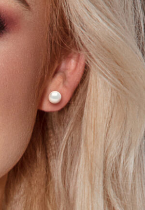 Alternative view of Stud Oorbellen Zoetwater gekweekte parels 89mm Natural White Yellow Gold