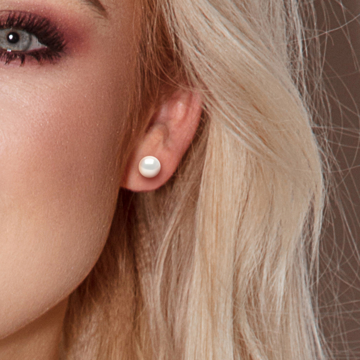 Stud Oorbellen Zoetwater gekweekte parels 89mm Natural White Yellow Gold - Afbeelding 2