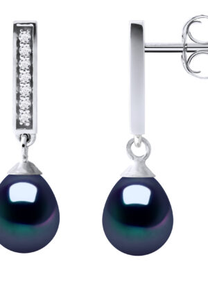 Oorbellen Dangle zoetwater parels 6-7mm Black Peren Sieraden 925