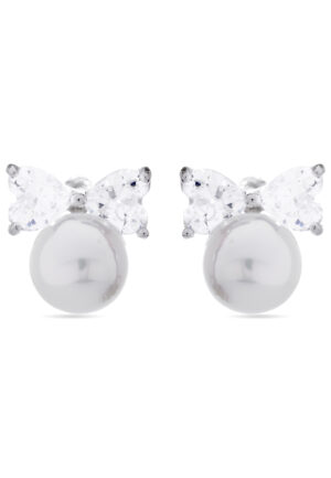 Luxenter Theria 925 Sterling Zilver en Witte Parel Gerhodineerd Oorbellen