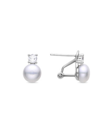 Luxenter 925 Sterling zilveren oorbellen met gerhodineerde witte parel - Ohrun