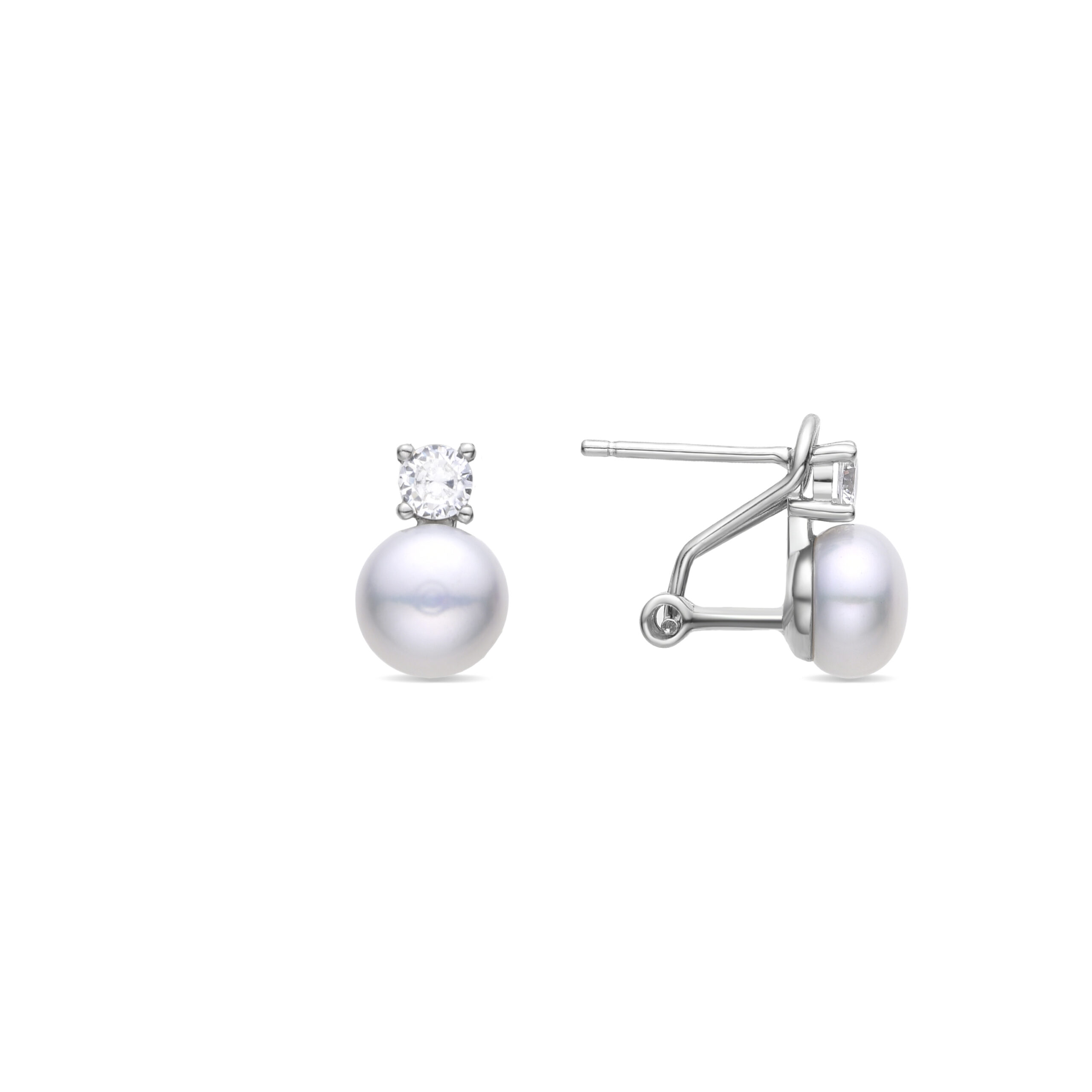 Luxenter 925 Sterling zilveren oorbellen met gerhodineerde witte parel - Ohrun