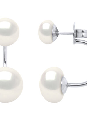 Oorbellen Duo Echte Cultiveerbare Zoetwaterparels Knop 6 en 9 mm
