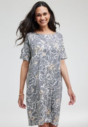 Alternative view of Loose dress Baya print Offwhite Pixel print
