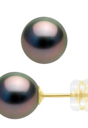 Oorbellen - Geel Goud 375 - Echte Gecultiveerde Tahiti Peren Rond 8-9 mm