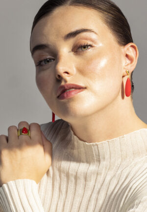 Alternative view of Luxenter oorbellen, adak in 925 sterling zilver en 18K verguld koraal