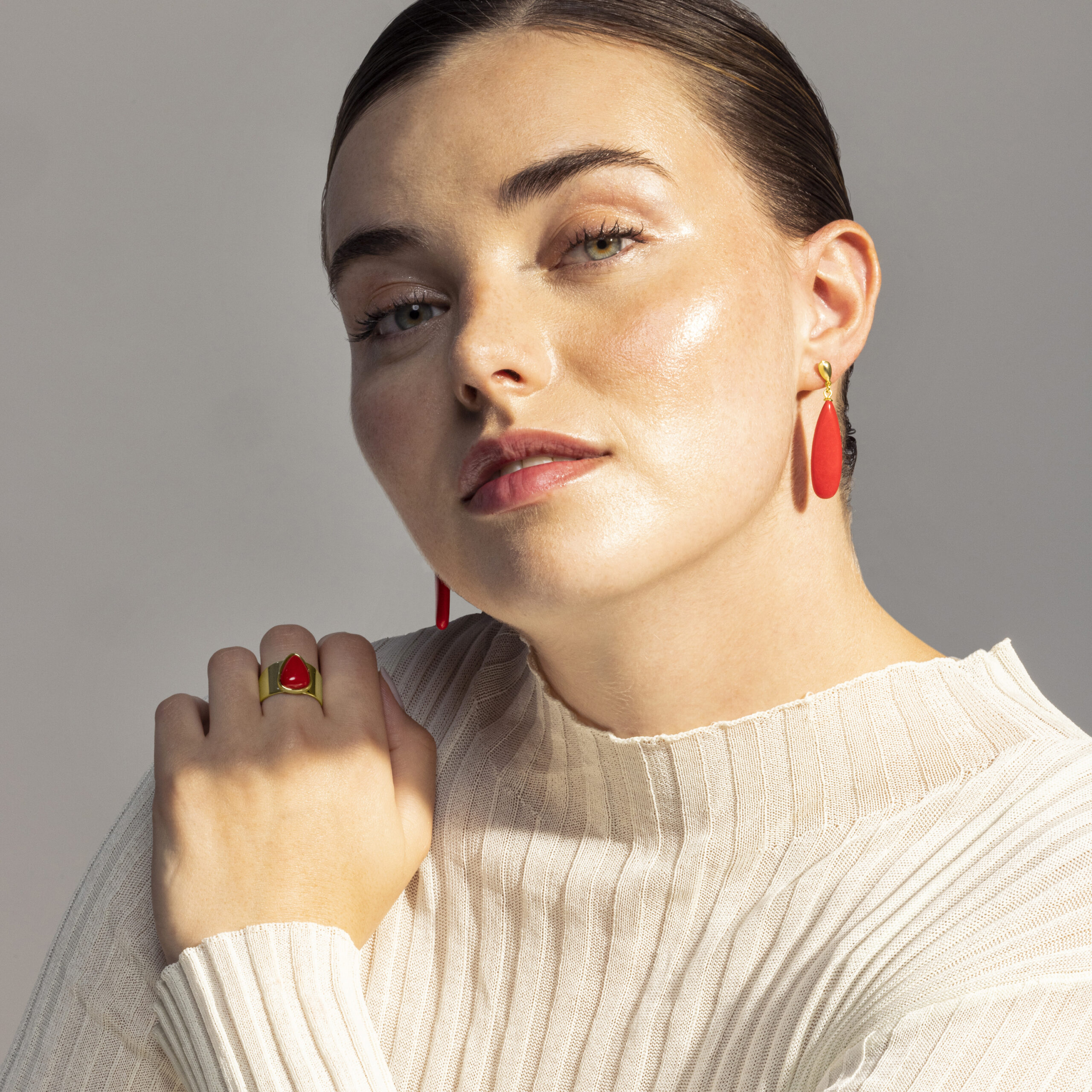 Luxenter oorbellen, adak in 925 sterling zilver en 18K verguld koraal - Afbeelding 2