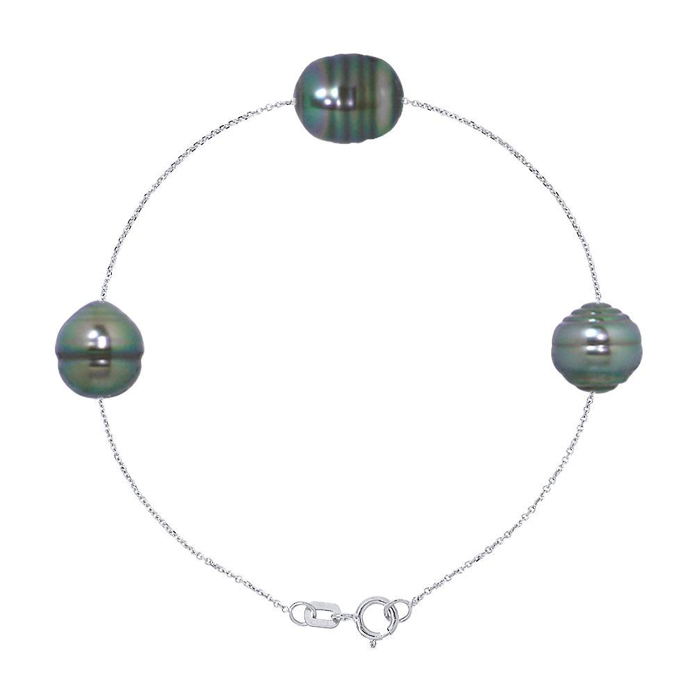 Armband keten Forcat 3 Tahitian parels rand 9-10 mm 925