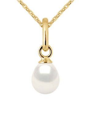 Hanger Zoetwater Pearl 5-6mm White Pear 18K geel goud Geleverd met ketting