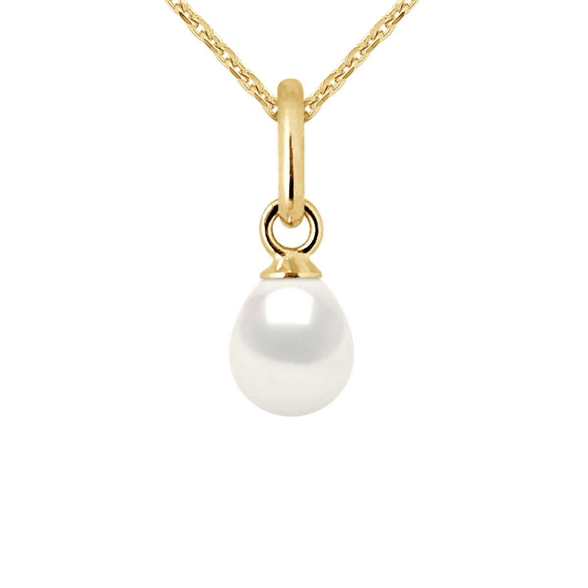Hanger Zoetwater Pearl 5-6mm White Pear 18K geel goud Geleverd met ketting