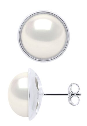 Oorbellen - Surroundings Sleek - Prestige - Wit Goud - Echte Gekweekte Zoetwaterparels Knop 10-11 mm