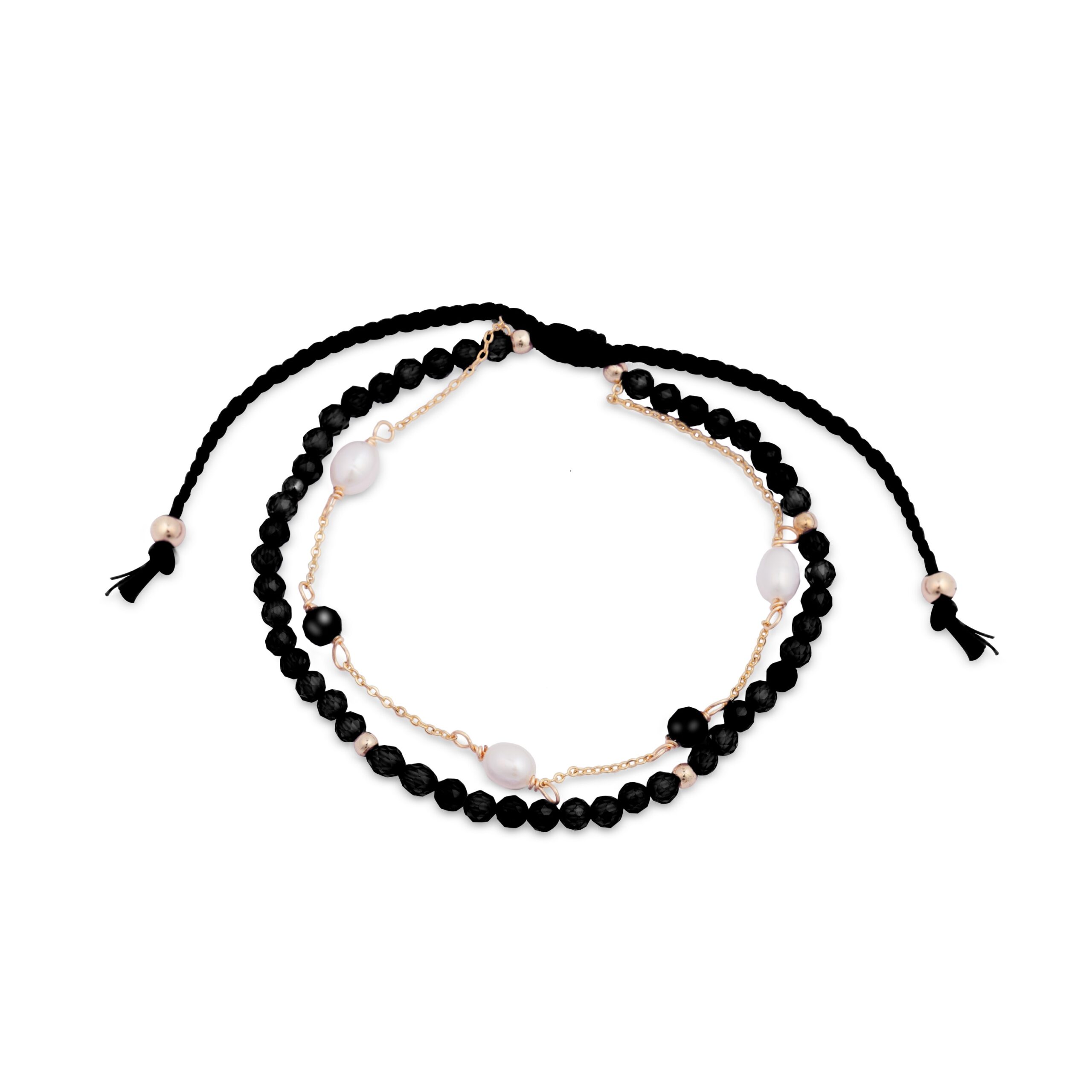 Luxere armband, gemaakt van metaallegering en hydrothermische onyxkwarts met 18K vergulde afwerking