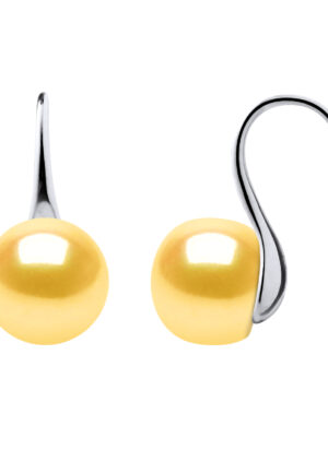 Oorbellen Hooks zoetwaterparels 9-10 mm Buttons Golden 925