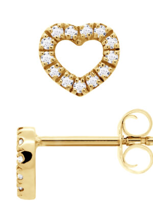 Diamond Earrings Hearts 0080 Cts Yellow Gold