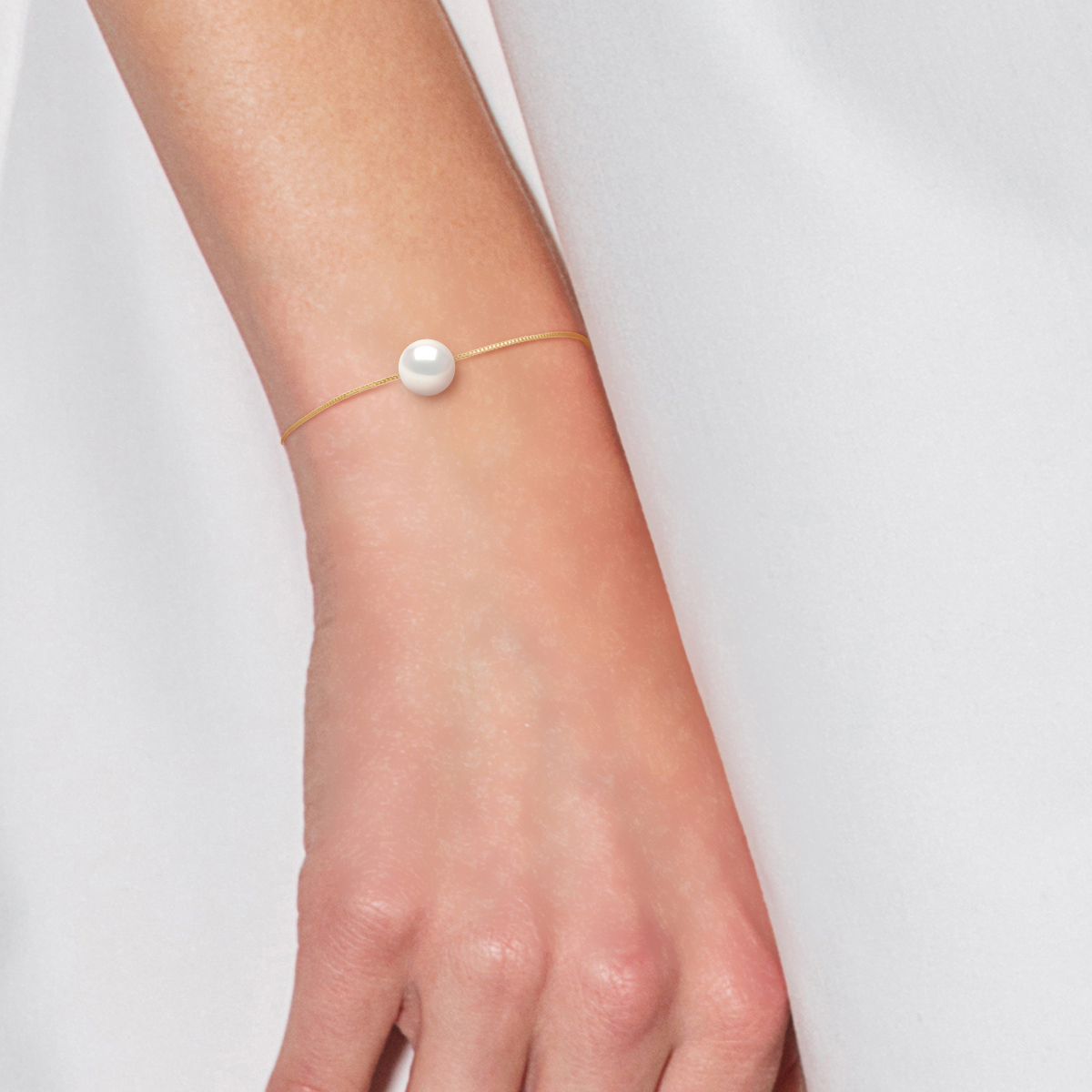 Armband Gekweekte Pearl Zoetwater 8-9mm Wit Geel gouden ketting Venetiaanse - Afbeelding 2