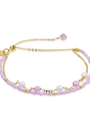 Luxenter 925 Sterling zilveren armband met roze kristal afgewerkt in 18K geel goud - Rius
