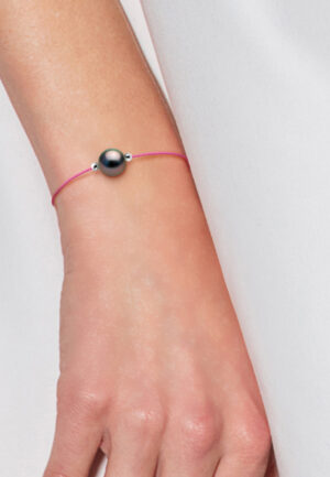 Alternative view of LOVE armband LINK Tahitian Pearl Ronde 8-9 mm Nylon Rose 925