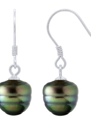 Oorbellen van Zilver 925 en Echte Gecultiveerde Tahiti Parelomtrek 9-10 mm