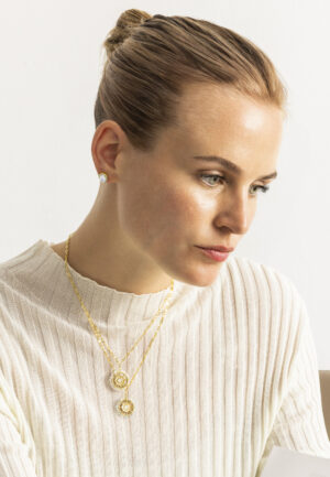 Alternative view of Luxenter, theli oorbellen in 925 sterling zilver en glanzende 18K vergulde zirkonia afwerking