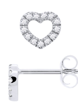 Oorbellen Diamond White Gold Hearts 0080 Cts