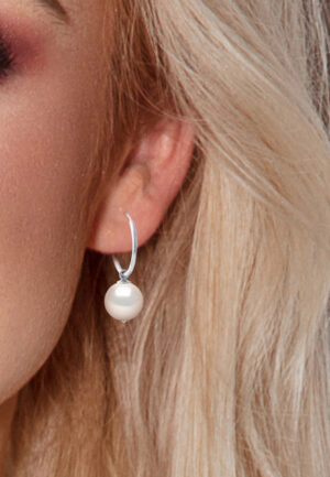 Alternative view of Creolen Gekweekte Parels Zoetwater Ronde 10-11mm White Gold White
