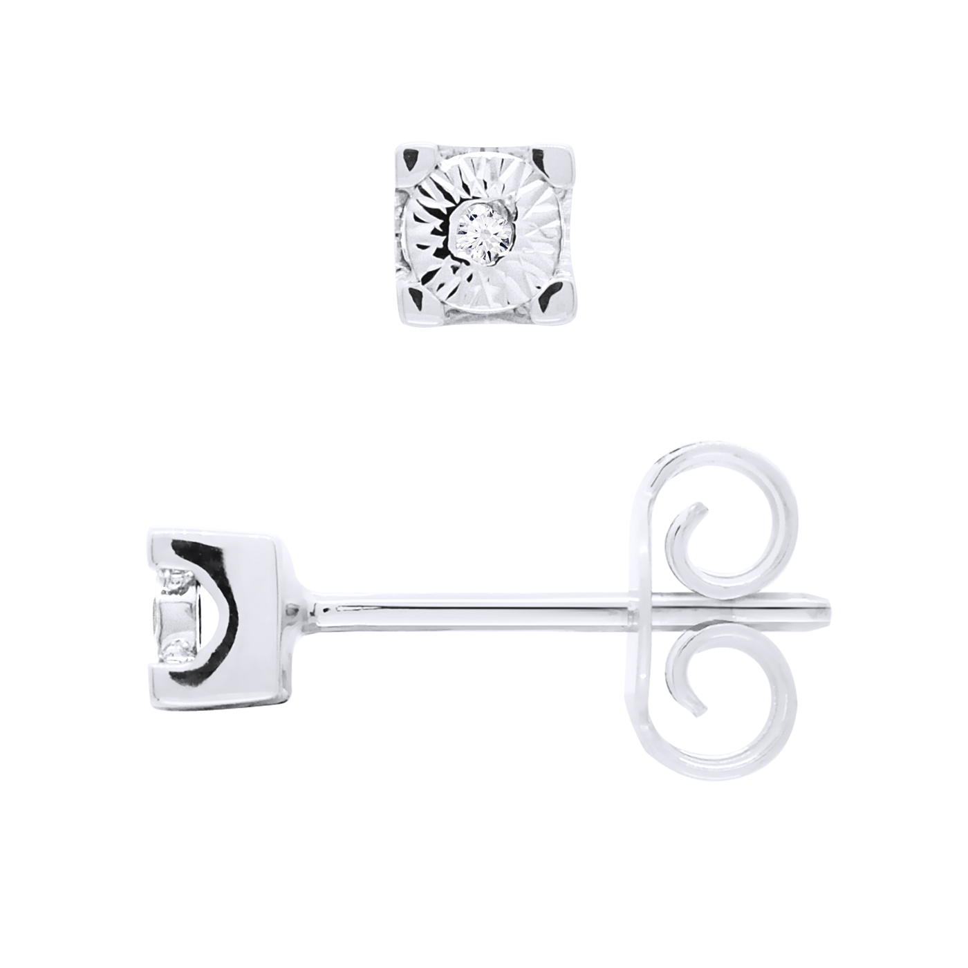 Oorbellen Solitaire Diamond 0,40 Cts Illusion 0,25 Cts White Gold 18k