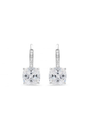 Luxenter oorbellen, 925 sterling zilveren mathzi en gerhodineerde glanzende zirkonia afwerking