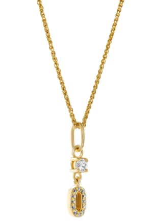 Alternative view of Orphelia 'Lily' Dames 925 Sterling Zilver Hanger met Ketting - Goud ZH-7582/G