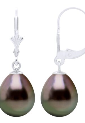 Oorbellen in Wit Goud en Echte Gecultiveerde Tahiti Parels Parel 10-11 mm