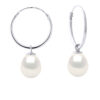 Oorbellen van Zilver 925 Rhodium verguld met Echte Zoetwaterparels Pear 8-9 mm