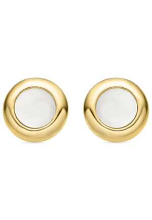 Luxere witte parelmoer oorbellen afgewerkt in 18K geel goud - Maba