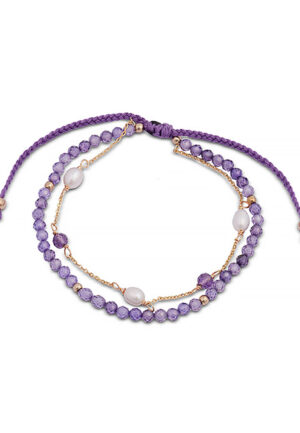 Luxenter armband, metaallegering en amethist zirkonia 18K vergulde afwerking