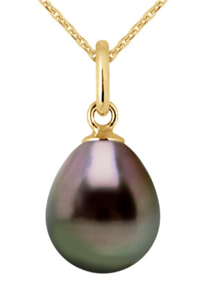 Gelede hanger Tahitian Pearl 9-10 mm Pear Yellow Gold