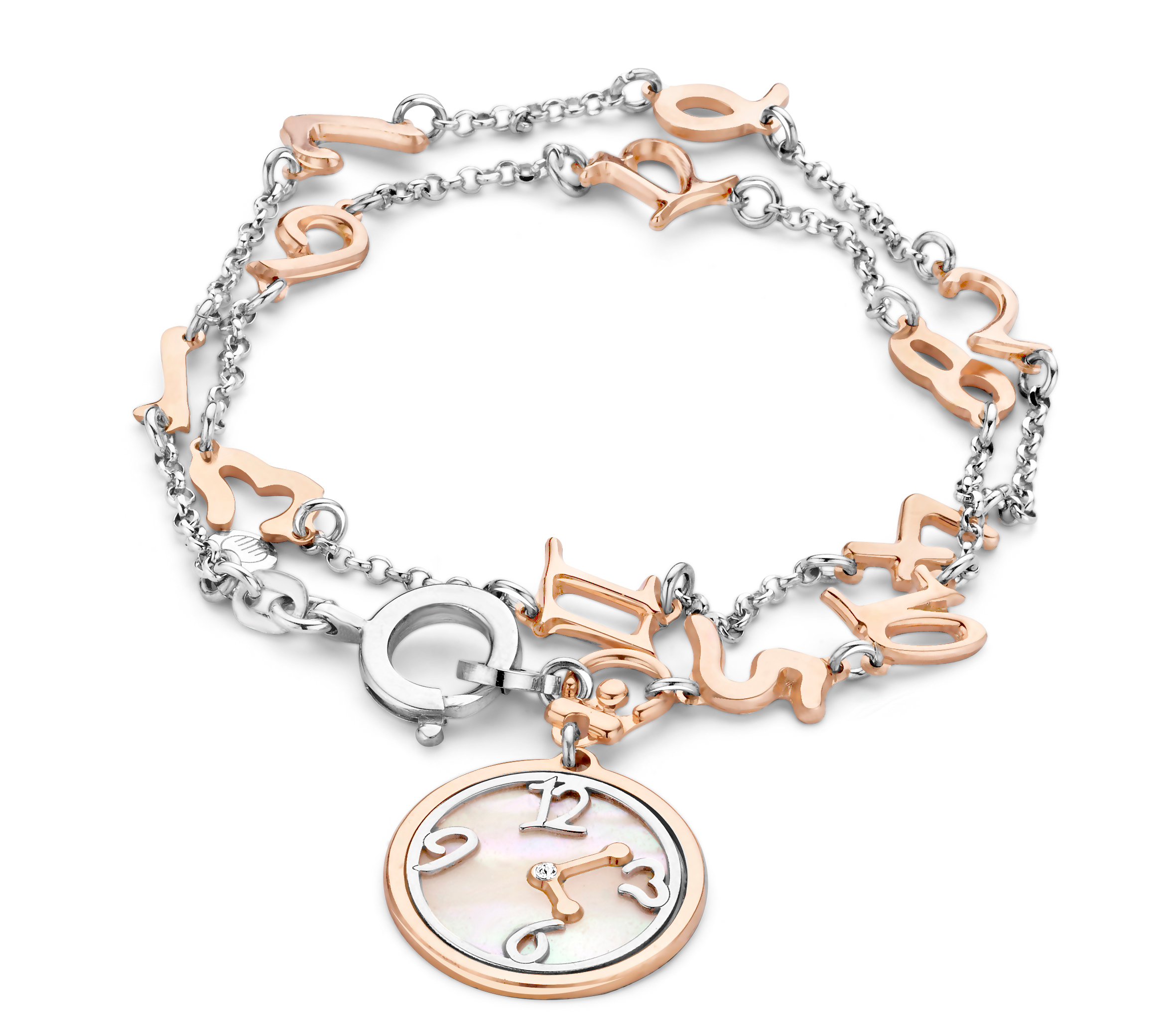 Orphelia Dames 925 Sterling Zilveren Armband - Zilver/Roze ZA-7174