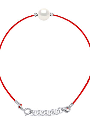 Diamond Bracelet 0060 Cts Natuurlijke en gekweekte parel Ronde 8-9 mm Nylon Red 925