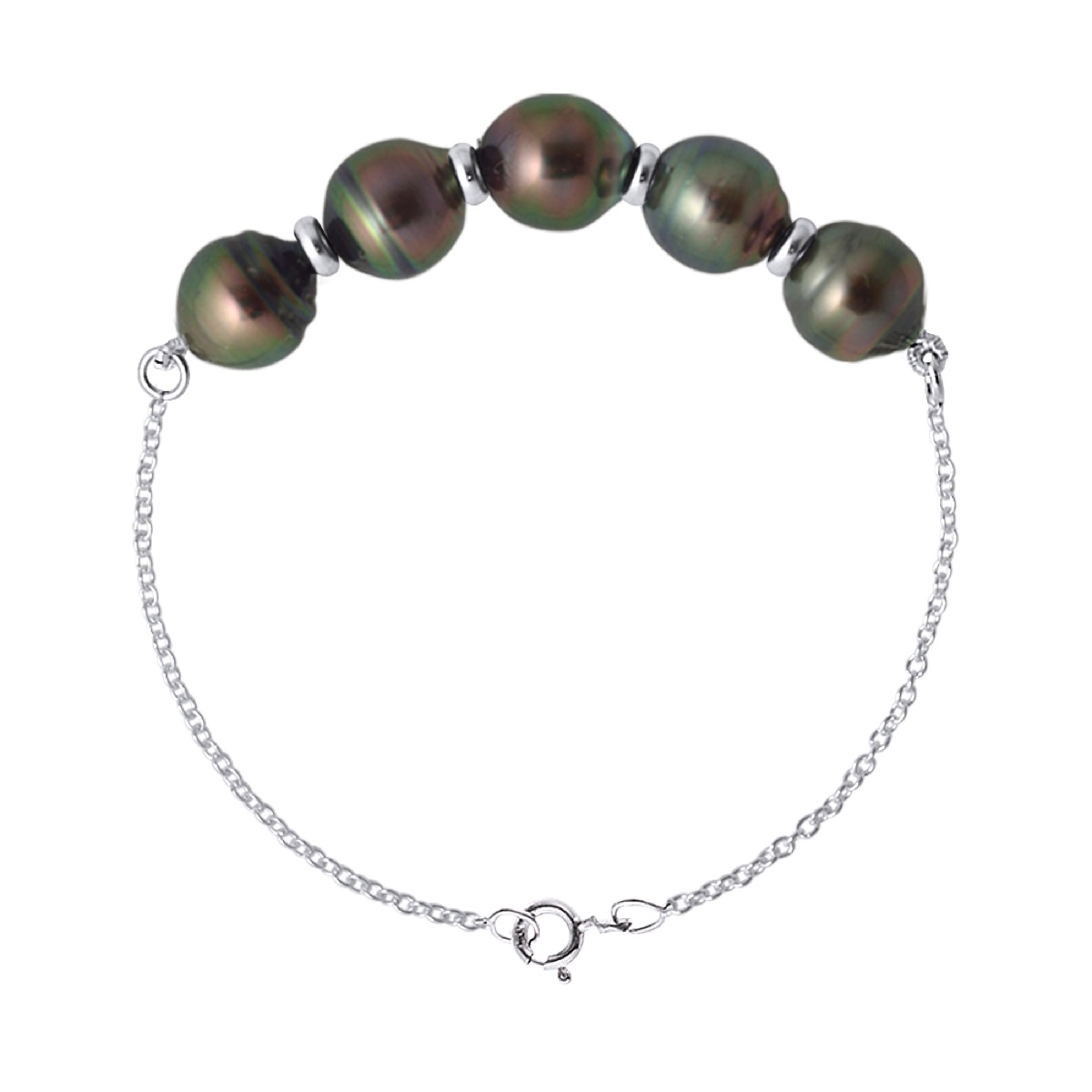 Armband met 5 Echte Gecremeerde Tahiti ParelEN DOOR Circled 8-9 mm