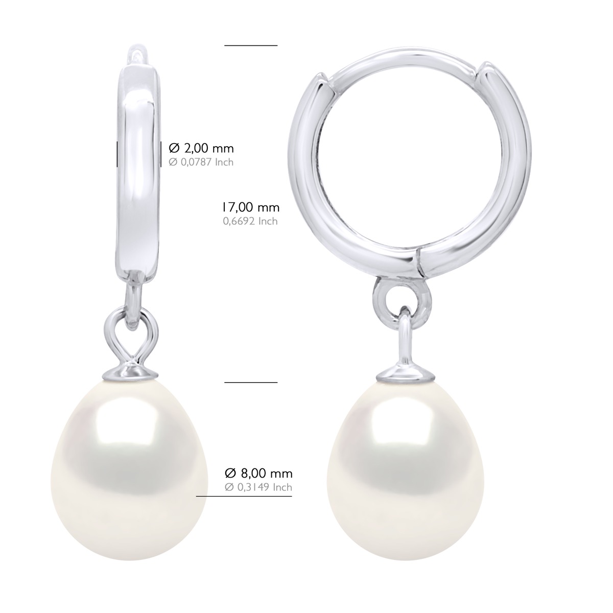 Hangende Oorbellen Echte Geëngageerde Zoetwaterparel Pear 8-9 mm - Afbeelding 2